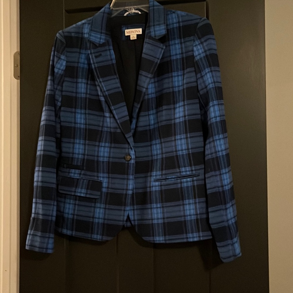 Merona blue plaid blazer